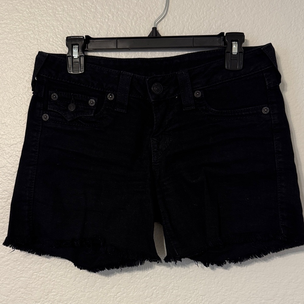 True Religion Black Jean Shorts